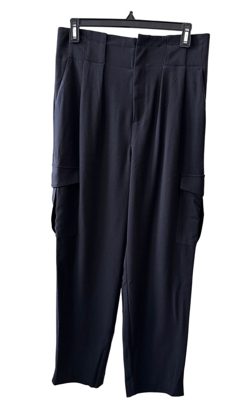 Nicole Miller Women's Black High Rise Polyester Cargo Pants Size 8